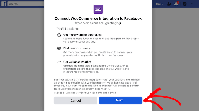 Connecting an online store to a Facebook page