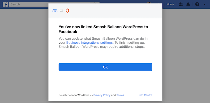 成功连接 Smash Balloon 和 Facebook
