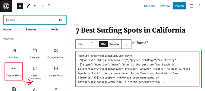 Add FAQ schema in the block editor