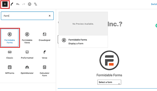 Formidable Forms block