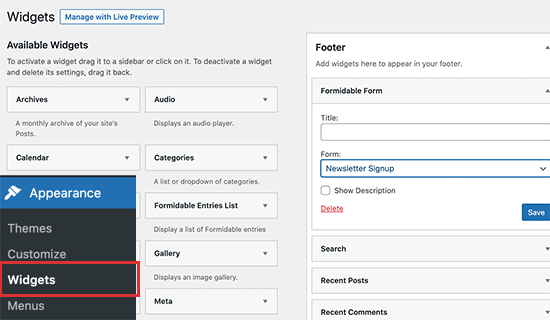 Formidableforms Widget