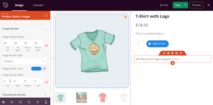 Adding borders to product images using SeedProd