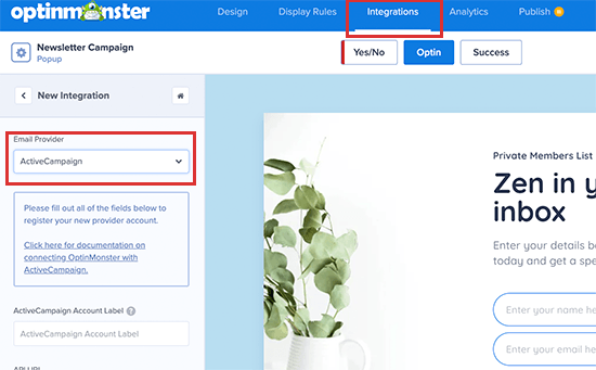 Connect ActiveCampaign to your OptinMonster account