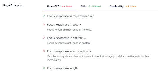 Page Analysis Basic Seo