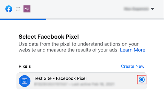 Facebook Pixel 선택