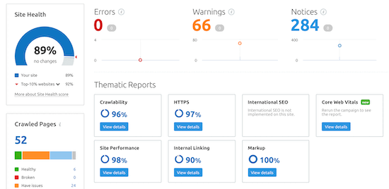 SEMRush SEO audit