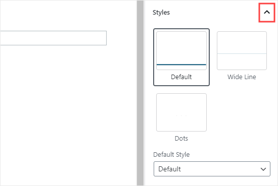 The different styles available for the Separator block