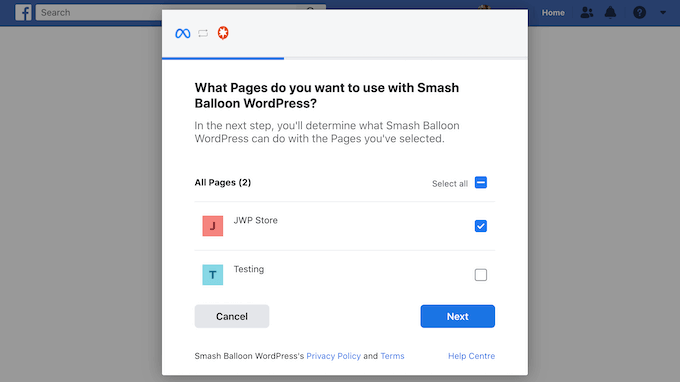 Giving Smash Balloon access to your Facebook posts