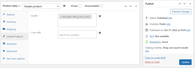 Adding linked products in WooCommerce