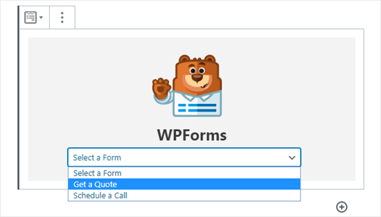 Choose your form from the dropdown list