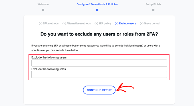 Exclude Users or Roles from Having to Use 2FA