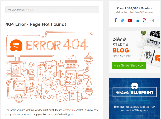 Esempio di pagina 404
