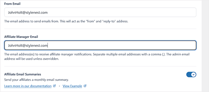 Affiliate-Manager-E-Mail in AffiliateWP hinzufügen