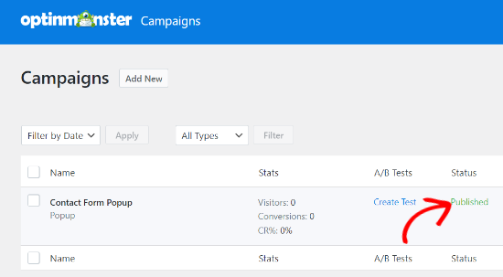 Check status of your campaign