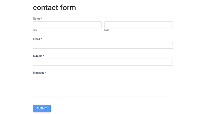 Contact form preview