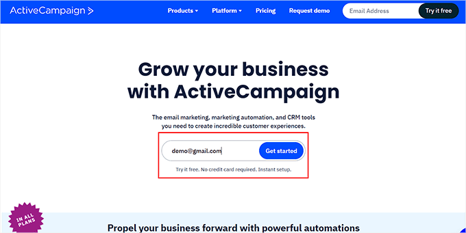 Create an account on ActiveCampaign
