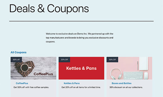 Custom Coupons Page