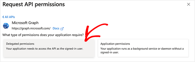 Select delegate permissions