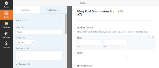 Edit each form field