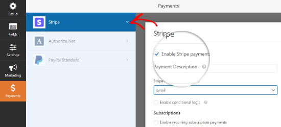 Enable Stripe Payments