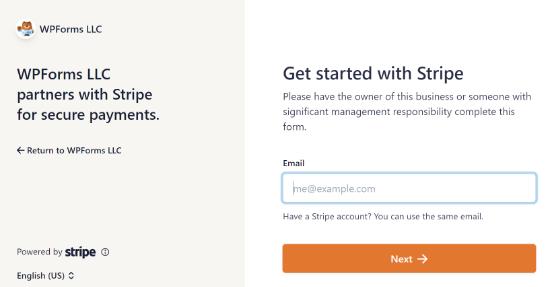 Enter Your Stripe Email Address
