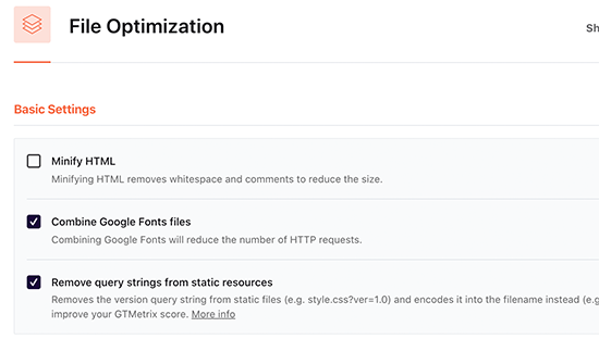 Ottimizzazione file di base file