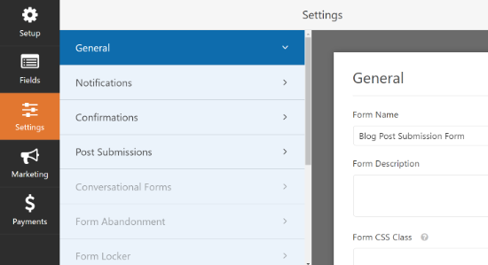  General Form Settings