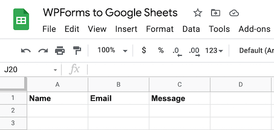 صفحه گسترده Google Sheets