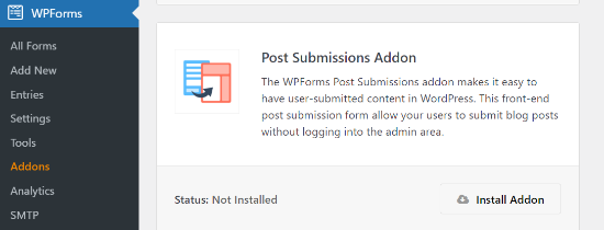 Install Post Submissions addon