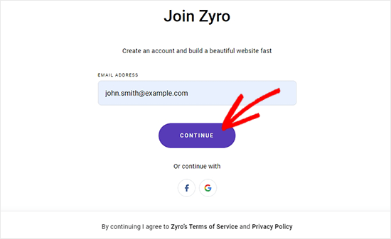 Join Zyro website builder