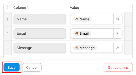 Match Column Value Save