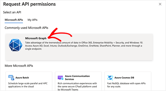 Select the Microsoft Graph option