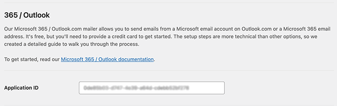 将复制的应用程序 ID 粘贴到 WP Mail SMTP 设置中