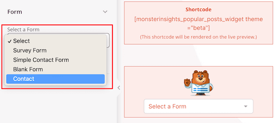 Select Drop Down Contact Form