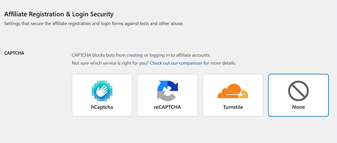 Richten Sie CAPTCHA für Registrierungs- und Anmeldeseiten in AffiliateWP ein