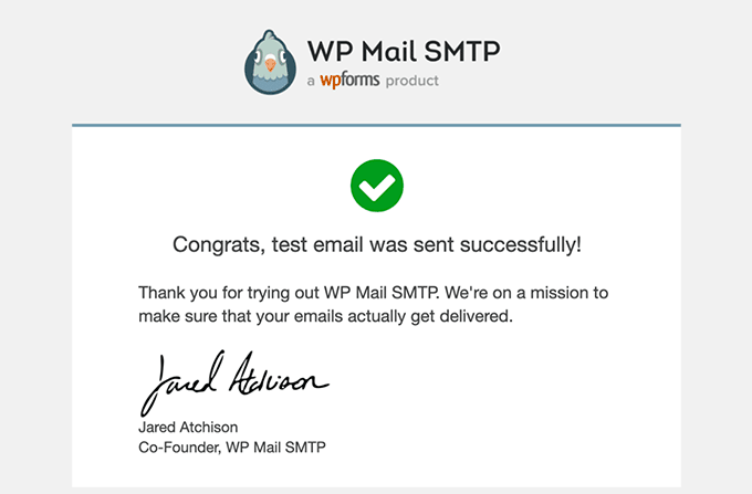 Test email from WP Mail SMTP