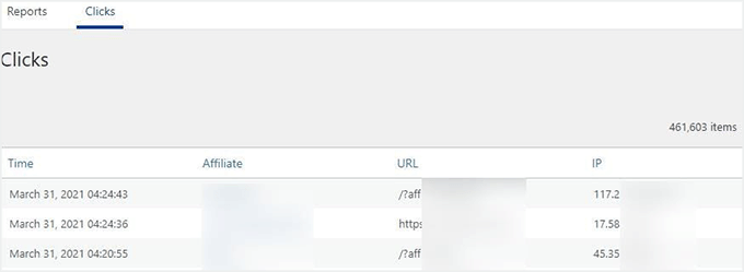Klicks verfolgen in Easy Affiliate