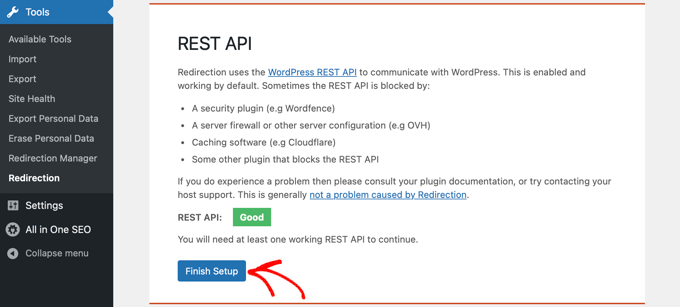 Rest API test in Redirection