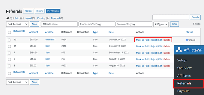 Empfehlungsseite in AffiliateWP anzeigen