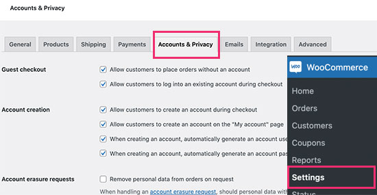 Woo Settings Registration