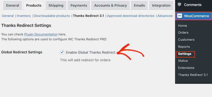 How to redirect to custom pages in WooCommerce