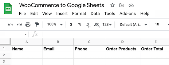 Woocommerce To Google Sheets Spreadsheet