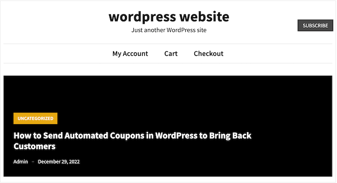 A default WordPress header