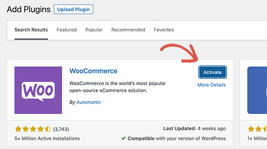 Activate WooCommerce