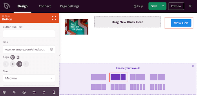 Adding a checkout block to an eCommerce template