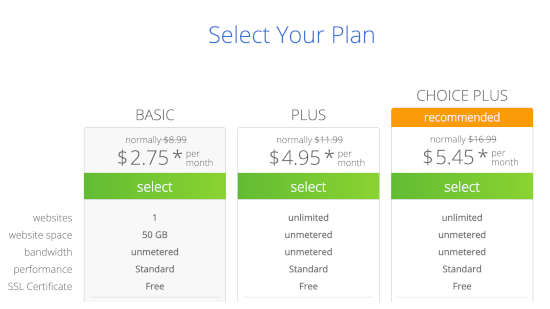 Choose a hosting plan