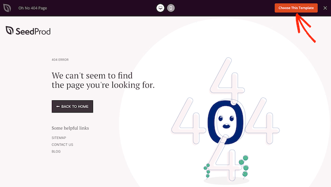Choosing a professionally-designed 404 template
