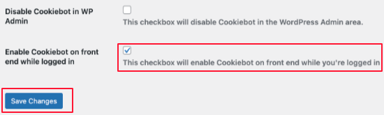 Bật Cookiebot khi đăng nhập