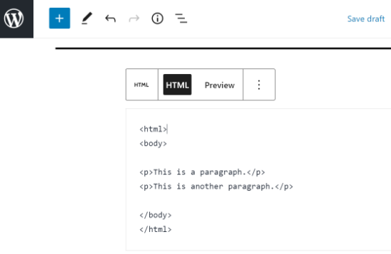 Custom Html Code In Wordpress Editor