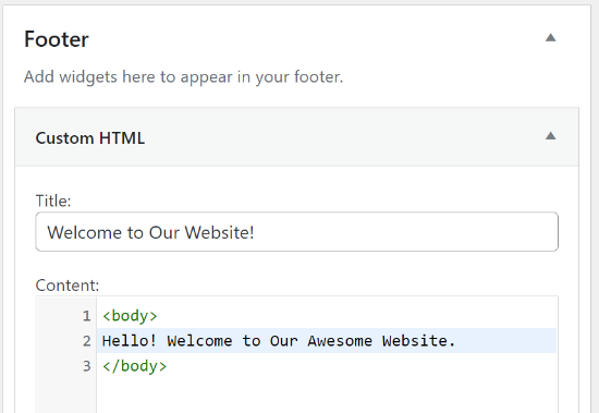 Enter Custom Html